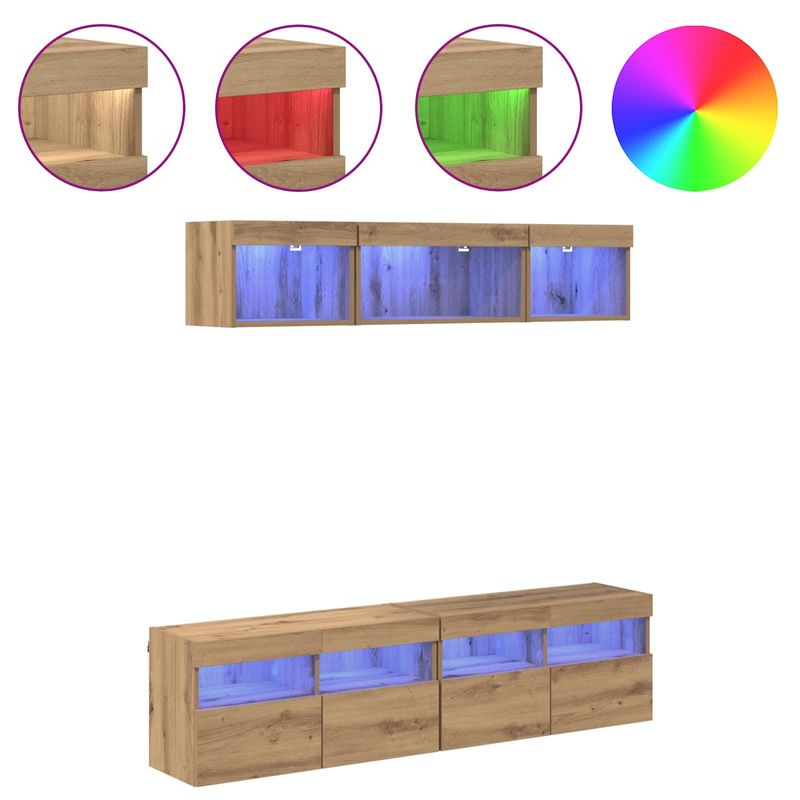 Casa si Gradina - Mobilier - Comode si corpuri - Comode - Unitati TV de perete cu LED 5 pcs Stejar Artizanal 80 x 30 x 40 cm - Infinity.ro