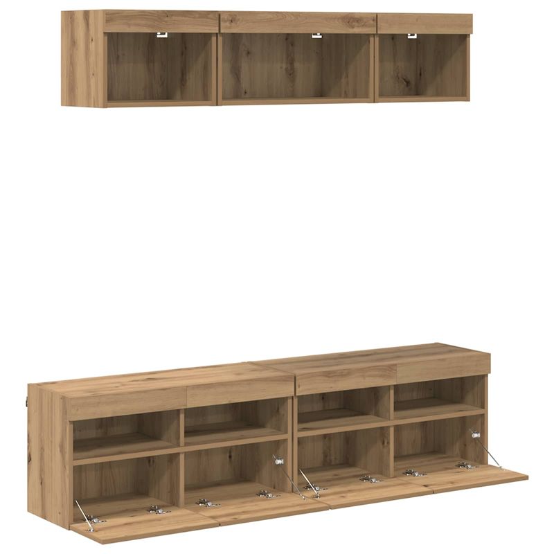 Casa si Gradina - Mobilier - Comode si corpuri - Comode - Unitati TV de perete cu LED 5 pcs Stejar Artizanal 80 x 30 x 40 cm - Infinity.ro