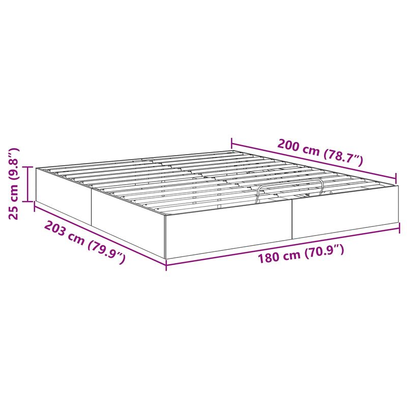 Casa si Gradina - Mobilier - Paturi si accesorii - Paturi - Cadru de pat otoman Lemn vechi 193 x 120 x 25 cm PAL - Infinity.ro