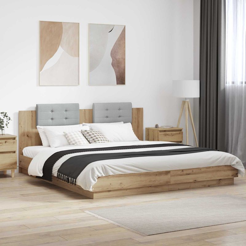 Casa si Gradina - Mobilier - Paturi si accesorii - Paturi - Cadru de Pat cu Tablie Stejar Artizanal 180 x 200 cm - Infinity.ro