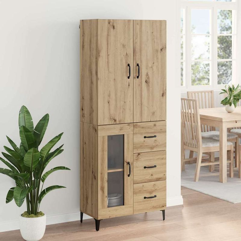Casa si Gradina - Mobilier - Comode si corpuri - Corpuri bucatarie - Bufet Pe perete Stejar Artizanal 69,5 x 34 x 180 cm Lemn compozit - Infinity.ro
