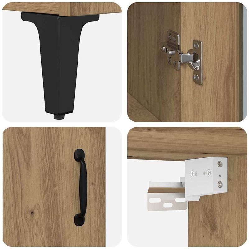 Casa si Gradina - Mobilier - Comode si corpuri - Corpuri bucatarie - Bufet Pe perete Stejar Artizanal 69,5 x 34 x 180 cm Lemn compozit - Infinity.ro