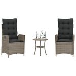 Casa si Gradina - Gradina si terasa - Mobilier exterior - Seturi mobila gradina - Set bistro de gradina cu perne, 3 piese, gri, poliratan - Infinity.ro