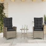 Casa si Gradina - Gradina si terasa - Mobilier exterior - Seturi mobila gradina - Set bistro de gradina cu perne, 3 piese, gri, poliratan - Infinity.ro