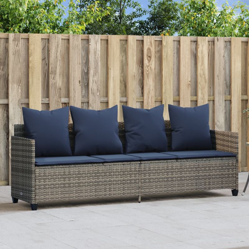 Casa si Gradina - Gradina si terasa - Mobilier exterior - Scaune si sezlonguri gradina - Sezlong cu perne, gri, poliratan - Infinity.ro