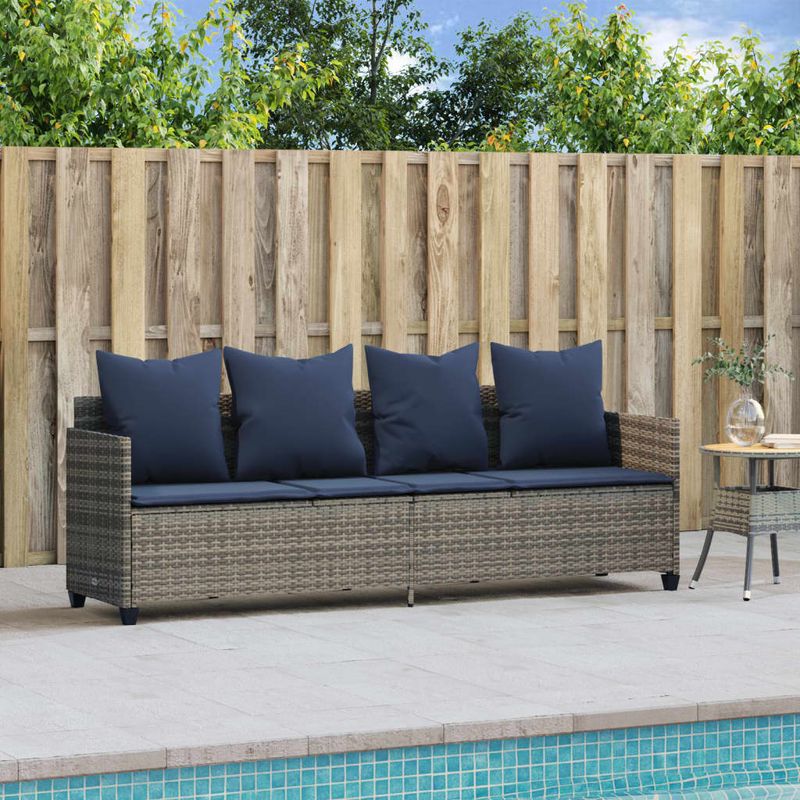 Casa si Gradina - Gradina si terasa - Mobilier exterior - Scaune si sezlonguri gradina - Sezlong cu perne, gri, poliratan - Infinity.ro
