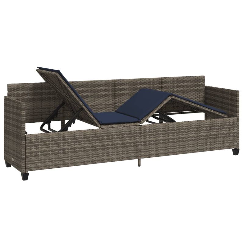 Casa si Gradina - Gradina si terasa - Mobilier exterior - Scaune si sezlonguri gradina - Sezlong cu perne, gri, poliratan - Infinity.ro
