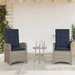Casa si Gradina - Gradina si terasa - Mobilier exterior - Scaune si sezlonguri gradina - Scaune de gradina rabatabile cu perne, 2 buc., gri, poliratan - Infinity.ro