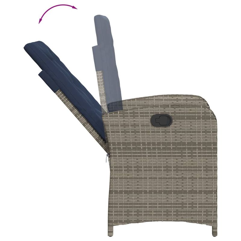 Casa si Gradina - Gradina si terasa - Mobilier exterior - Scaune si sezlonguri gradina - Scaune de gradina rabatabile cu perne, 2 buc., gri, poliratan - Infinity.ro