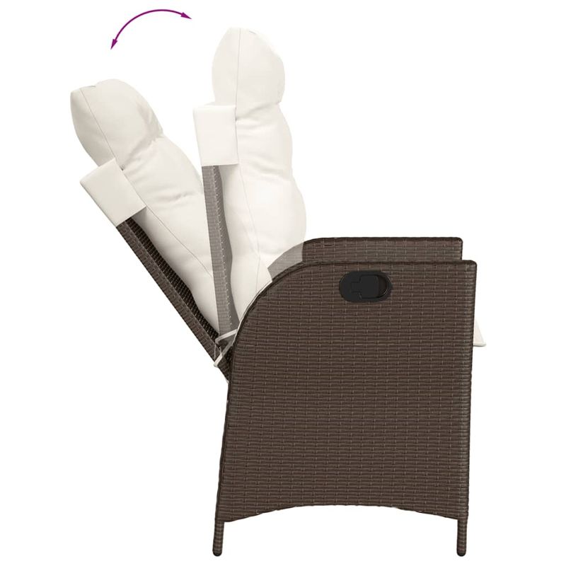 Casa si Gradina - Gradina si terasa - Mobilier exterior - Seturi mobila gradina - Set bistro cu perne, 3 piese, maro, poliratan - Infinity.ro