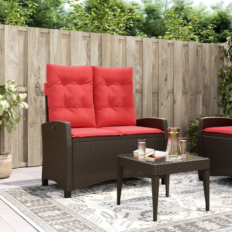 Casa si Gradina - Gradina si terasa - Mobilier exterior - Bancute de gradina - Banca de gradina rabatabila cu perne, maro, poliratan - Infinity.ro