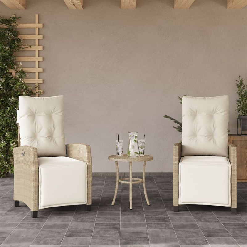 Casa si Gradina - Gradina si terasa - Mobilier exterior - Seturi mobila gradina - Set bistro cu perne, 3 piese, bej, poliratan - Infinity.ro