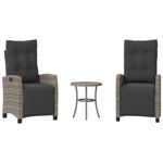 Casa si Gradina - Gradina si terasa - Mobilier exterior - Seturi mobila gradina - Set bistro de gradina cu perne, 3 piese, gri, poliratan - Infinity.ro