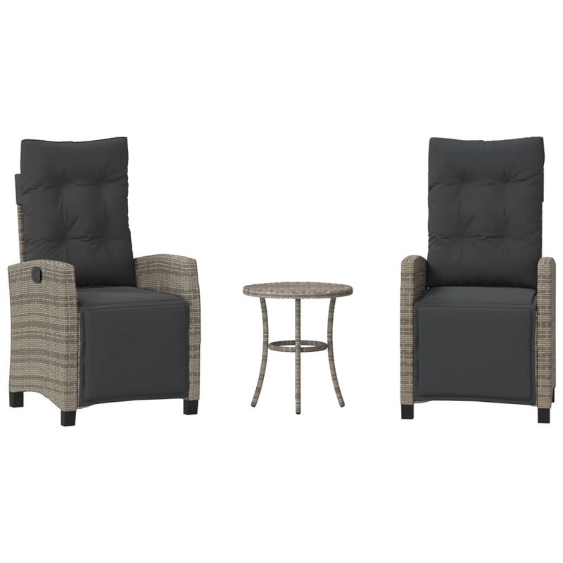 Casa si Gradina - Gradina si terasa - Mobilier exterior - Seturi mobila gradina - Set bistro de gradina cu perne, 3 piese, gri, poliratan - Infinity.ro