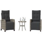 Casa si Gradina - Gradina si terasa - Mobilier exterior - Seturi mobila gradina - Set bistro de gradina cu perne, 3 piese, gri, poliratan - Infinity.ro