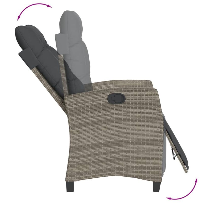 Casa si Gradina - Gradina si terasa - Mobilier exterior - Seturi mobila gradina - Set bistro de gradina cu perne, 3 piese, gri, poliratan - Infinity.ro