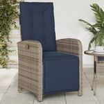 Casa si Gradina - Gradina si terasa - Mobilier exterior - Scaune si sezlonguri gradina - Scaun de gradina rabarabil cu suport picioare, gri, poliratan - Infinity.ro