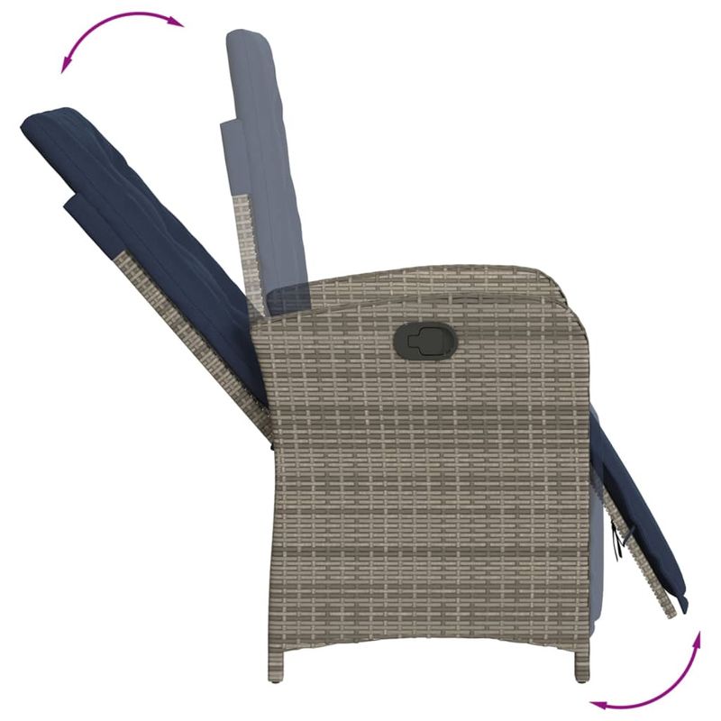 Casa si Gradina - Gradina si terasa - Mobilier exterior - Scaune si sezlonguri gradina - Scaun de gradina rabarabil cu suport picioare, gri, poliratan - Infinity.ro