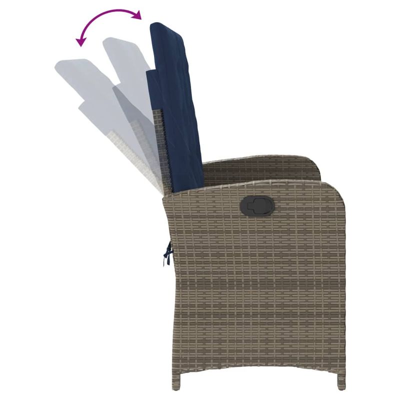 Casa si Gradina - Gradina si terasa - Mobilier exterior - Bancute de gradina - Banca de gradina rabatabila cu perne, gri, poliratan - Infinity.ro