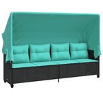 Casa si Gradina - Gradina si terasa - Mobilier exterior - Scaune si sezlonguri gradina - Sezlong cu baldachin si perne, negru, poliratan - Infinity.ro