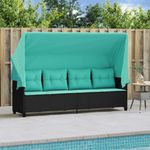 Casa si Gradina - Gradina si terasa - Mobilier exterior - Scaune si sezlonguri gradina - Sezlong cu baldachin si perne, negru, poliratan - Infinity.ro