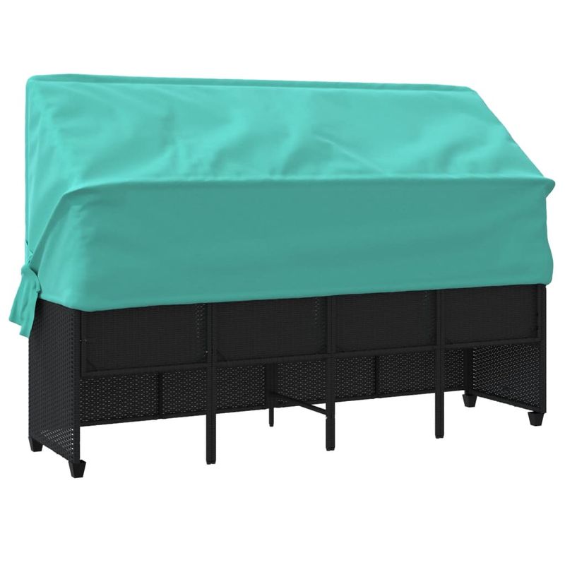 Casa si Gradina - Gradina si terasa - Mobilier exterior - Scaune si sezlonguri gradina - Sezlong cu baldachin si perne, negru, poliratan - Infinity.ro