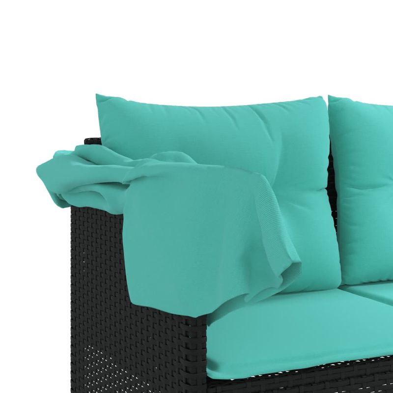 Casa si Gradina - Gradina si terasa - Mobilier exterior - Scaune si sezlonguri gradina - Sezlong cu baldachin si perne, negru, poliratan - Infinity.ro