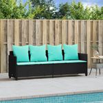 Casa si Gradina - Gradina si terasa - Mobilier exterior - Scaune si sezlonguri gradina - Sezlong cu perne, negru, poliratan - Infinity.ro