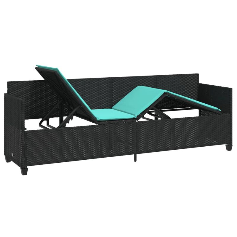 Casa si Gradina - Gradina si terasa - Mobilier exterior - Scaune si sezlonguri gradina - Sezlong cu perne, negru, poliratan - Infinity.ro