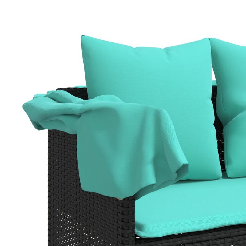 Casa si Gradina - Gradina si terasa - Mobilier exterior - Scaune si sezlonguri gradina - Sezlong cu perne, negru, poliratan - Infinity.ro