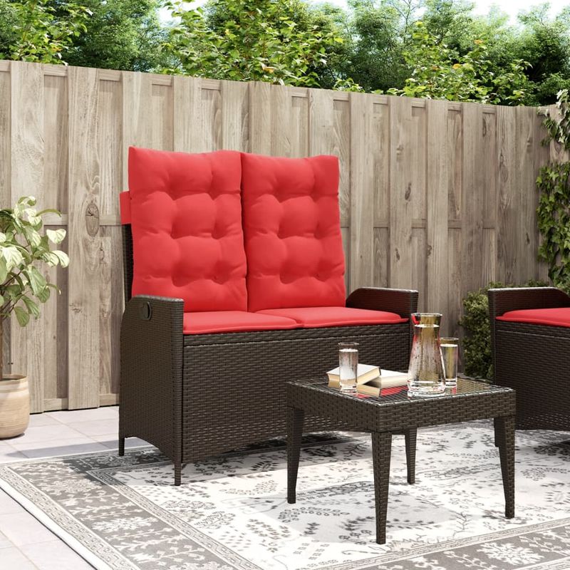 Casa si Gradina - Gradina si terasa - Mobilier exterior - Bancute de gradina - Banca de gradina rabatabila cu perne, maro, poliratan - Infinity.ro