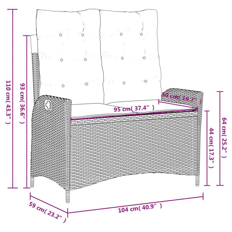 Casa si Gradina - Gradina si terasa - Mobilier exterior - Bancute de gradina - Banca de gradina rabatabila cu perne, maro, poliratan - Infinity.ro