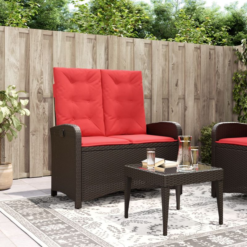 Casa si Gradina - Gradina si terasa - Mobilier exterior - Bancute de gradina - Banca de gradina rabatabila cu perne, maro, poliratan - Infinity.ro
