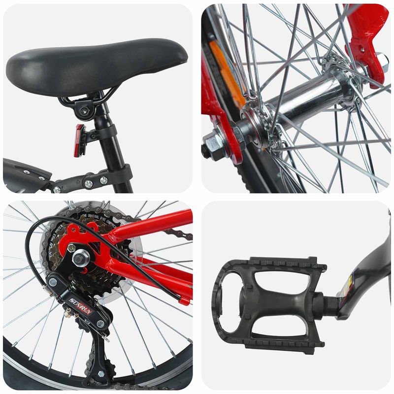Sport si Outdoor - Ciclism - Biciclete pentru copii - Bicicleta pentru Copii 20 Inci 6-Speed pentru 6-11 ani Rosu - Infinity.ro