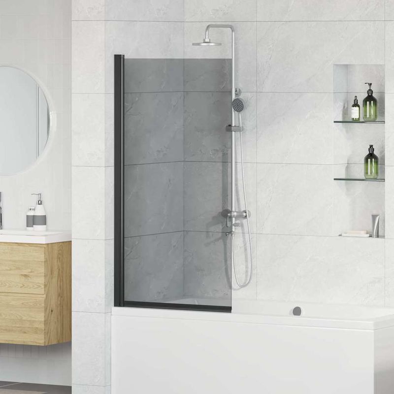 Casa si Gradina - Sanitare - Cazi si cabine de dus - Paravane si usi - Ecran de baie pentru dus Manual Negru 68 x 130 cm Sticla intarita - Infinity.ro