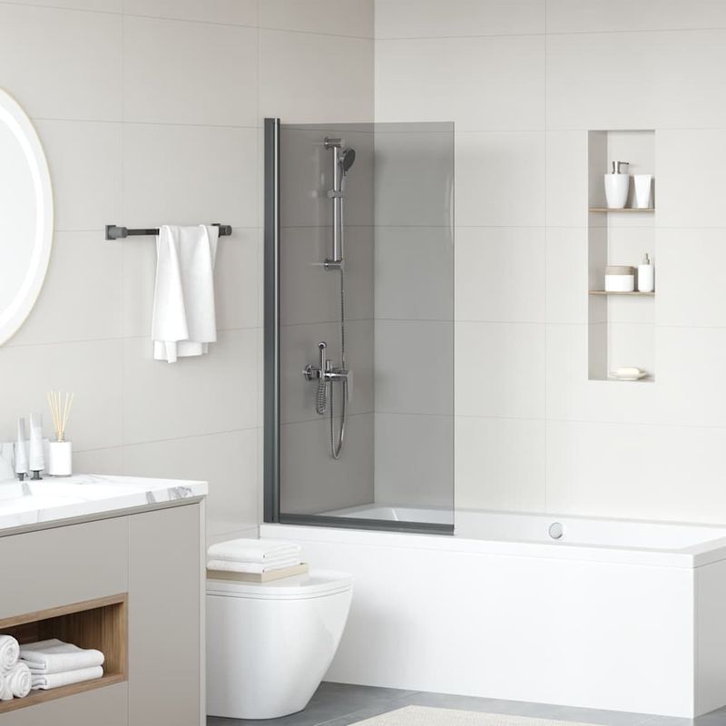 Casa si Gradina - Sanitare - Cazi si cabine de dus - Paravane si usi - Ecran de baie pentru dus Manual Negru 68 x 130 cm Sticla intarita - Infinity.ro
