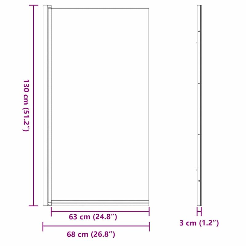 Casa si Gradina - Sanitare - Cazi si cabine de dus - Paravane si usi - Ecran de baie pentru dus Manual Negru 68 x 130 cm Sticla intarita - Infinity.ro