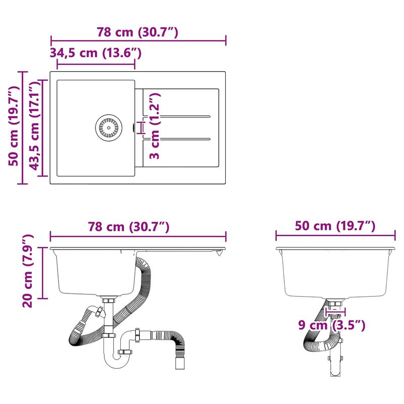 Casa si Gradina - Sanitare - Chiuveta bucatarie si accesorii - Chiuvete bucatarie - Chiuveta Bej 780 x 500 mm 80% Quartz si 20% Rasina - Infinity.ro