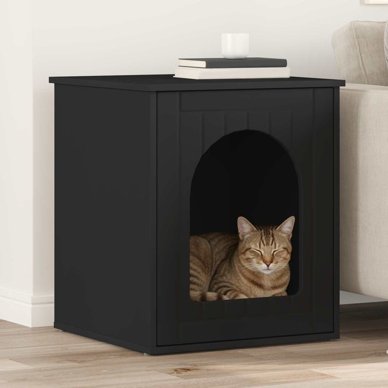 Petshop - Accesorii petshop - Jucarii animale - Ansambluri de joaca - Casa pentru pisici Negru 53 x 52 x 62 cm Lemn compozit - Infinity.ro