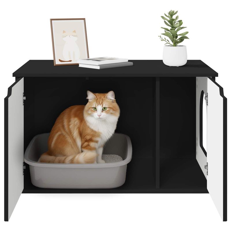 Petshop - Accesorii petshop - Jucarii animale - Ansambluri de joaca - Casa pentru pisici Negru 85 x 55 x 53,5 cm Lemn compozit - Infinity.ro