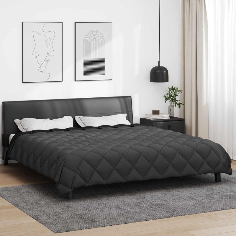 Casa si Gradina - Textile si covoare - Pături și cuverturi - Pături - Duvet de iarna Negru si antracit 220 x 260 cm Microfibra - Infinity.ro