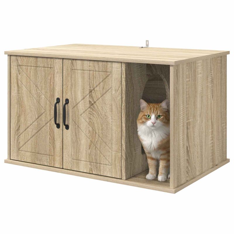 Petshop - Accesorii petshop - Jucarii animale - Ansambluri de joaca - Casa pentru pisici Sonoma 85 x 55 x 50 cm Lemn compozit - Infinity.ro