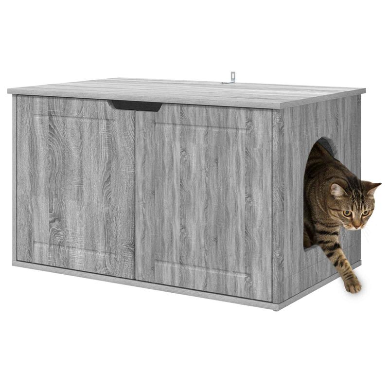 Petshop - Accesorii petshop - Culcusuri si custi - Custi interior si exterior - Casa pentru pisici Gri Sonoma 85 x 55 x 53,5 cm Lemn compozit - Infinity.ro