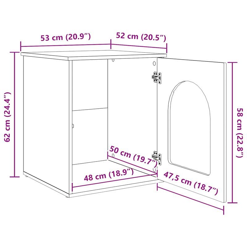 Petshop - Accesorii petshop - Culcusuri si custi - Custi interior si exterior - Casa pentru pisici Gri Sonoma 53 x 52 x 62 cm Lemn compozit - Infinity.ro