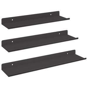 Raft de perete cu Raft Pe perete 3 pcs Negru 80 x 9 x 2.5 cm