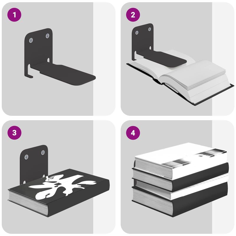 Casa si Gradina - Mobilier - Biblioteci si rafturi - Rafturi - Raft Floatant Invizibil 4 pcs Negru 6 x 11 x 6.5 cm Metal - Infinity.ro