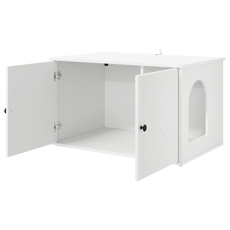 Petshop - Accesorii petshop - Culcusuri si custi - Custi interior si exterior - Casa pentru pisici Alb 85 x 55 x 50,5 cm Lemn compozit - Infinity.ro