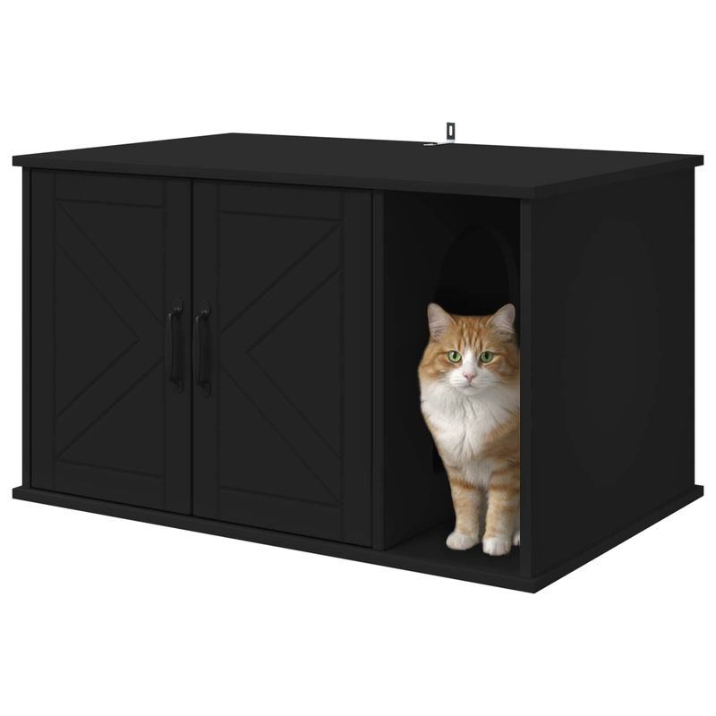 Petshop - Accesorii petshop - Jucarii animale - Ansambluri de joaca - Casa pentru pisici Negru 85 x 55 x 50 cm Lemn compozit - Infinity.ro