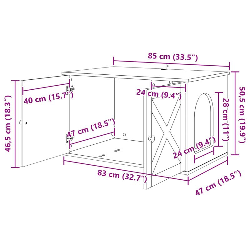 Petshop - Accesorii petshop - Culcusuri si custi - Custi interior si exterior - Casa pentru pisici Alb 85 x 55 x 50,5 cm Lemn compozit - Infinity.ro