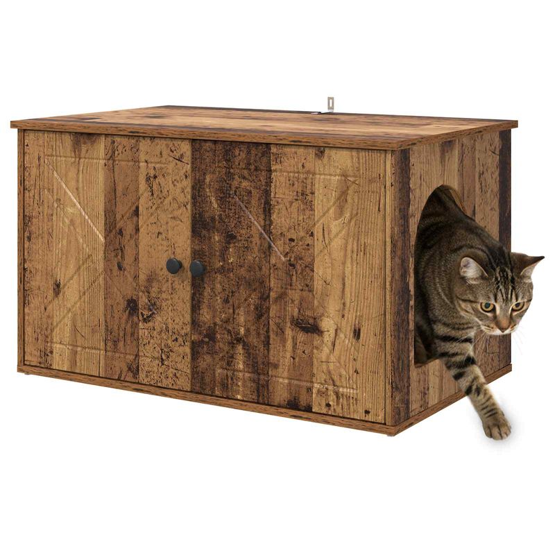 Petshop - Accesorii petshop - Jucarii animale - Ansambluri de joaca - Casa pentru pisici Lemn vechi 85 x 55 x 50 cm Lemn compozit - Infinity.ro